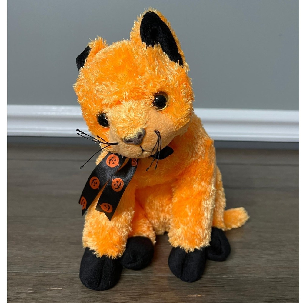 TY Beanie Buddies Halloween Fox Plush Stuffed Animal Orange Black Ribbon 2003